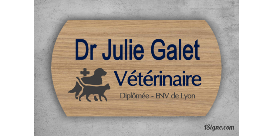 Plaque professionnelle transparente Dr Vétérinaire Orange (Rond)