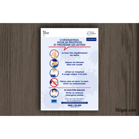 Plaque d'information - Coronavirus