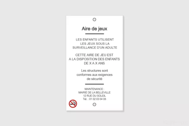 Panneau aire de jeux - Consignes