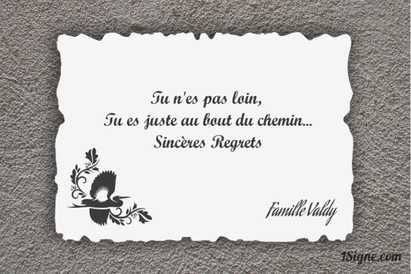 Plaque funéraire - Regrets